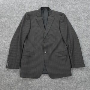 Zegna Blazer Mens 52L‎ 42L Black Wool Pinstripe City Suit Sport Coat Jacket